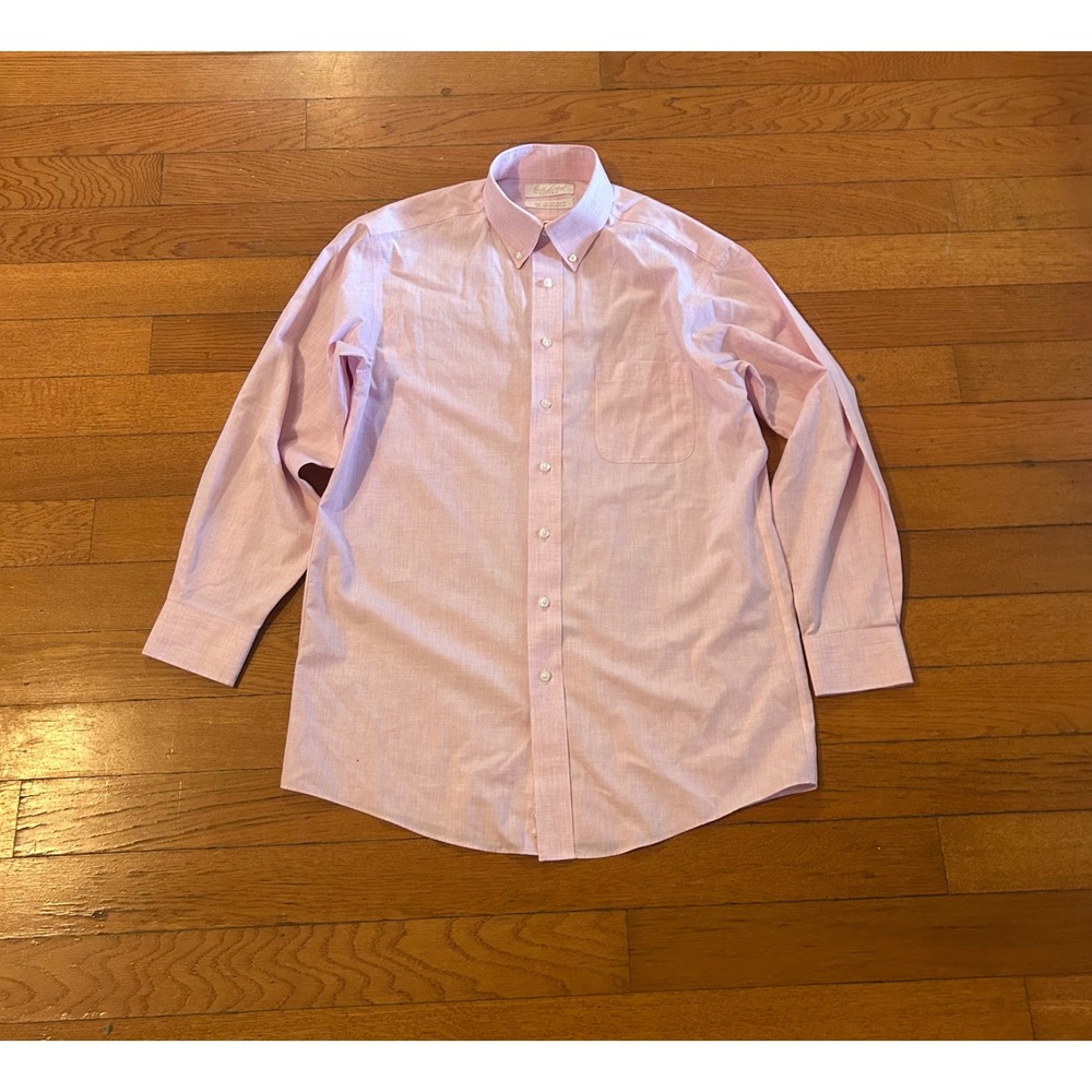 Roundtree & Yorke Gold Label Pink Dress Shirt Fitted 15.5 32 Non-Iron Cotton